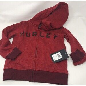 NEW Boys full zip jacket red Size 4 Hurley Hoody Full Zip Spring Fall
